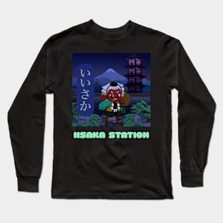 Iisaka, the Tengu Wanderer (Night Ver. 1.1) - Original Chibi Tengu Tshirt by iisakastation.com Long Sleeve T-Shirt